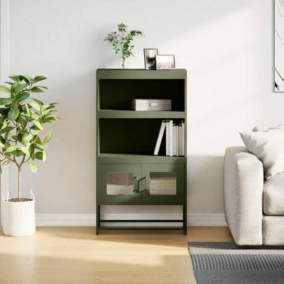 Highboard Oliivinvihreä 68x39x123 cm Teräs