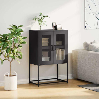 Highboard Musta 68x39x107 cm Teräs