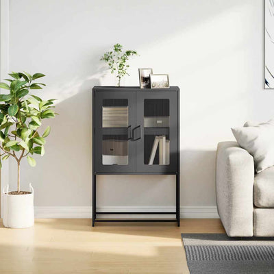 Highboard Musta 68x39x107 cm Teräs