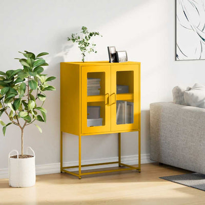Highboard Sinapinkeltainen 68x39x107 cm Teräs