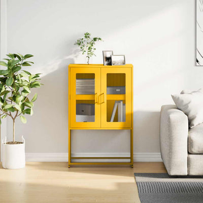Highboard Sinapinkeltainen 68x39x107 cm Teräs