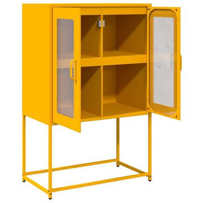 Highboard Sinapinkeltainen 68x39x107 cm Teräs