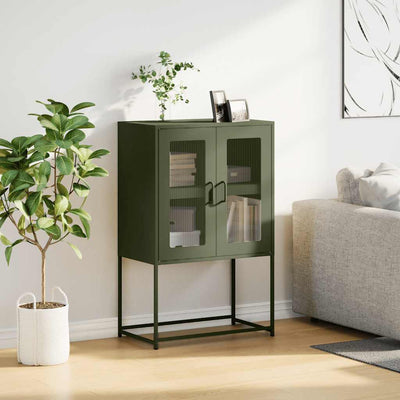 Highboard Oliivinvihreä 68x39x107 cm Teräs