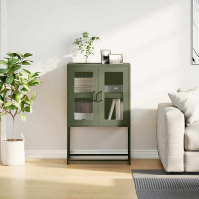 Highboard Oliivinvihreä 68x39x107 cm Teräs