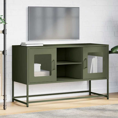 TV-taso oliivinvihreä 100,5x39x60,5 cm teräs