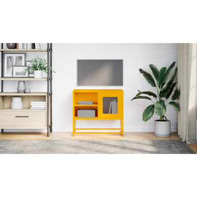 TV-taso sinapinkeltainen 68x39x60,5 cm teräs