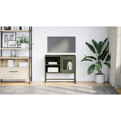 TV-taso oliivinvihreä 68x39x60,5 cm teräs