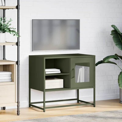 TV-taso oliivinvihreä 68x39x60,5 cm teräs
