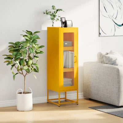 Highboard Sinapinkeltainen 36x39x123 cm Kylmävalssattu teräs