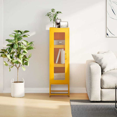 Highboard Sinapinkeltainen 36x39x123 cm Kylmävalssattu teräs