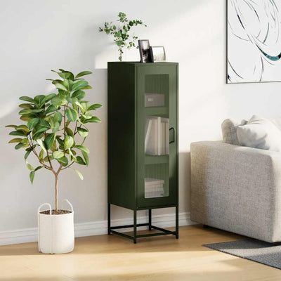 Highboard Oliivinvihreä 36x39x123 cm Kylmävalssattu teräs