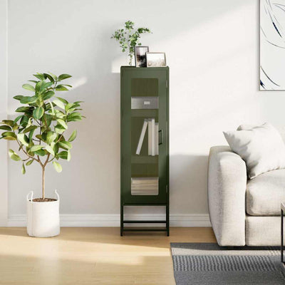 Highboard Oliivinvihreä 36x39x123 cm Kylmävalssattu teräs