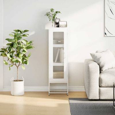 Highboard Valkoinen 36x39x123 cm Kylmävalssattu teräs
