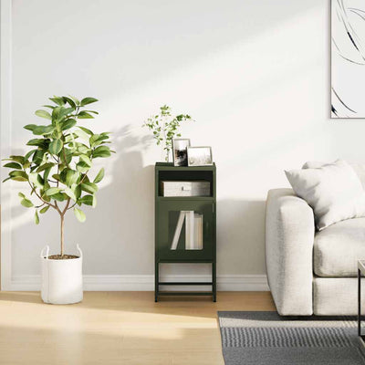 Oliivinvihreä yöpöytäkaappi Iarko 36x39x78cm (kylmävalssattua terästä)