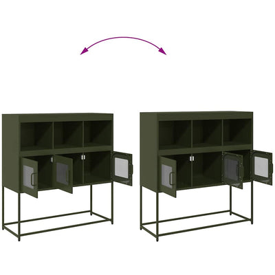 Oliivinvihreä senkki Aldo 100,5x39x107cm (kylmävalssattu teräs)