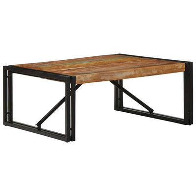 sohvapöytä monivärinen 80x80x35 cm massiivipuu kierrätetty
