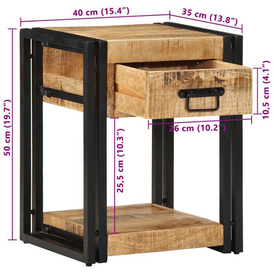 Yöpöytäkaapit 2 kpl 40x35x50 cm Massiivipuuta mango