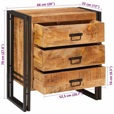 Sivupöytä laatikon kanssa Ruskea 66 x 33 x 70 cm täysi mangopuu