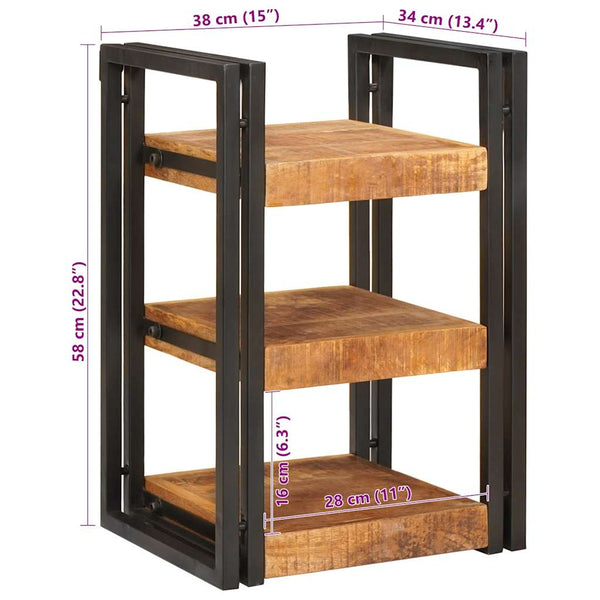 Yöpöytä ruskea ja musta 38 x 33 x 58 cm Kiinteä mango puu