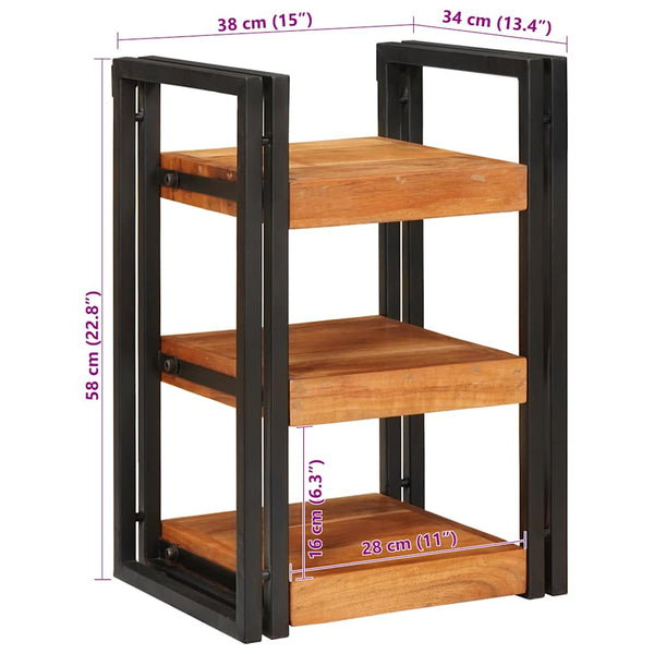 Yöpöytä ruskea ja musta 38 x 33 x 58 cm Kiinteä puu akasia