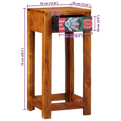 Ruskea puhelinpöytä Lacramiaora 35x35x75cm (akaasiapuu)