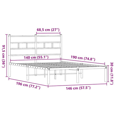 Savutammi metallinen sängynrunko ilman patjaa Tihamer 140x190cm