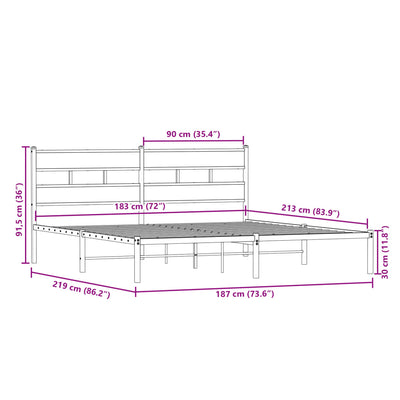 Savutammi metallinen sängynrunko Tihamer 183x213cm