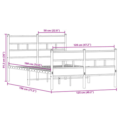 Savutammi metallinen sängynrunko ilman patjaa Tihamer 120x190cm