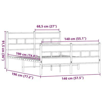 Savutammi metallinen sängynrunko ilman patjaa Tihamer 140x190cm