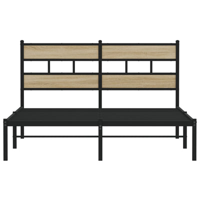 Sonoma-tammi metallinen sängynrunko ilman patjaa Tihamer 150x200cm