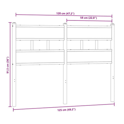 Sängynpääty sonoma tammi 120 cm rauta ja tekninen puu