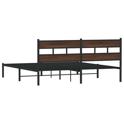 Ruskea tammi sängynrunko ilman patjaa päädyllä Tihamer 180x200cm