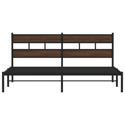 Ruskea tammi sängynrunko ilman patjaa päädyllä Tihamer 183x213cm