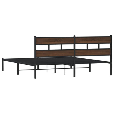 Ruskea tammi sängynrunko ilman patjaa päädyllä Tihamer 183x213cm