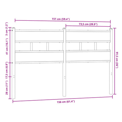 Ruskea sängynpääty Corean 150cm (tammi, teräs ja puu)