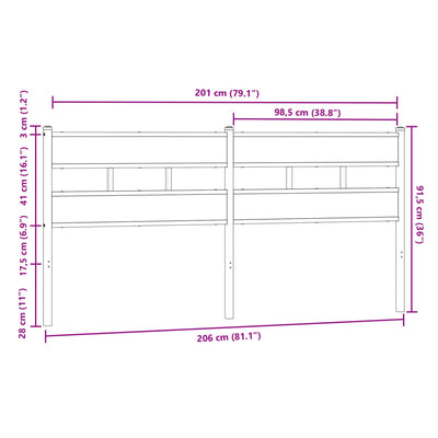 Ruskea sängynpääty Corean 200cm (teräs ja puu)