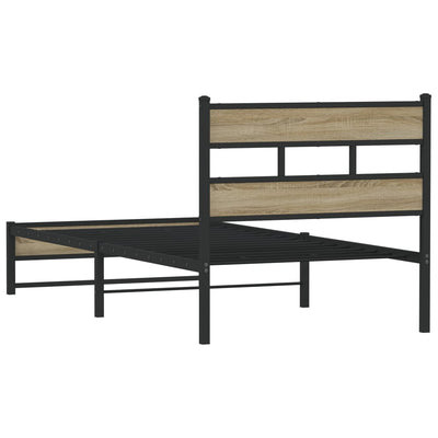 Metallinen sängynrunko ilman patjaa sonoma tammi 107x203 cm