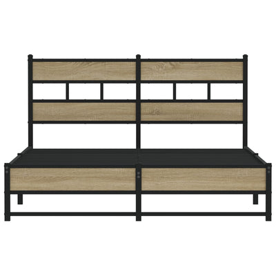 Sonoma-tammi metallinen sängynrunko ilman patjaa Tihamer 140x190cm