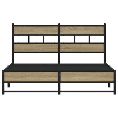 Sonoma-tammi metallinen sängynrunko ilman patjaa Tihamer 160x200cm