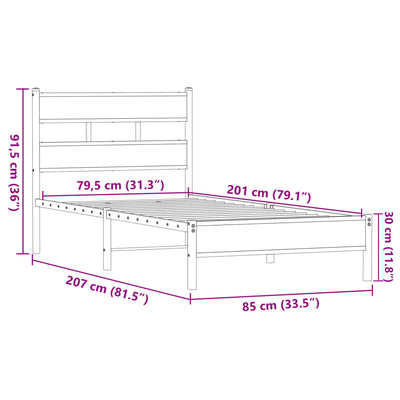 Sängynrunko ilman patjaa ruskea tammi 80x200 cm tekninen puu