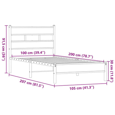 Sängynrunko ilman patjaa ruskea tammi 100x200 cm tekninen puu