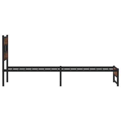 Metallinen sängynrunko ilman patjaa ruskea tammi 107x203 cm