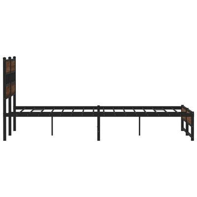 Metallinen sängynrunko ilman patjaa ruskea tammi 135x190 cm