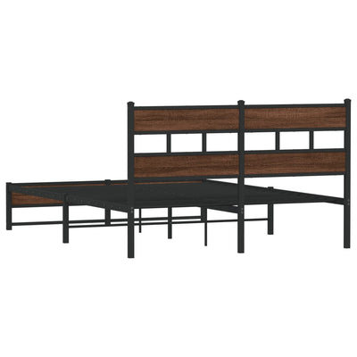Metallinen sängynrunko ilman patjaa ruskea tammi 135x190 cm