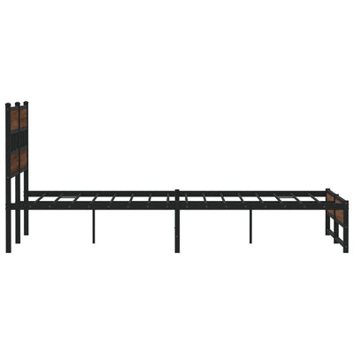Metallinen sängynrunko ilman patjaa ruskea tammi 140x190 cm