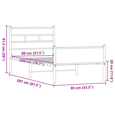 Sängynrunko ilman patjaa ruskea tammi 80x200 cm tekninen puu