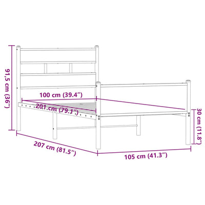 Sängynrunko ilman patjaa ruskea tammi 100x200 cm tekninen puu