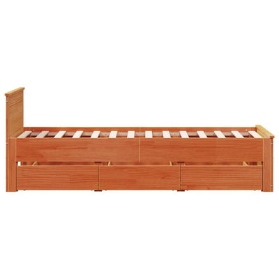 Sängynrunko ilman patjaa päätylevyllä 90x200 cm täysi mänty