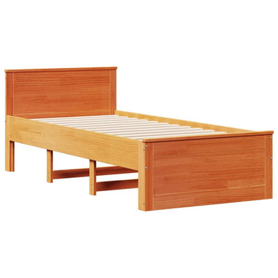 Sängynrunko ilman patjaa päätylevyllä 90x200 cm täysi mänty