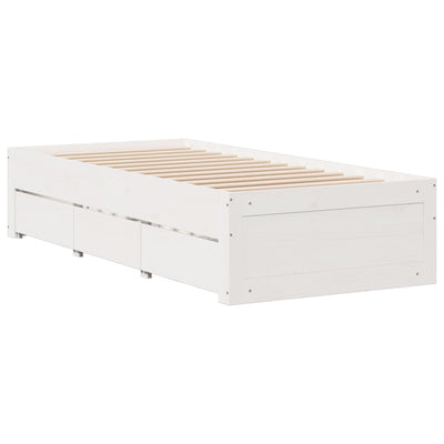 Sängynrunko ei patjaa laatikoilla valk. 90x200 cm täysi mänty